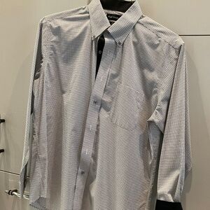 Paul Fredrick Mens  Black Small Plaid shirt with Black Cuffs